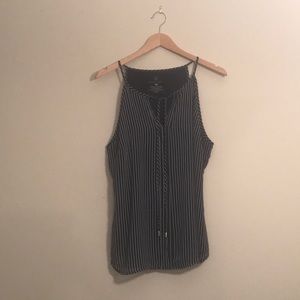 Navy and white pinstripe dressy tank top